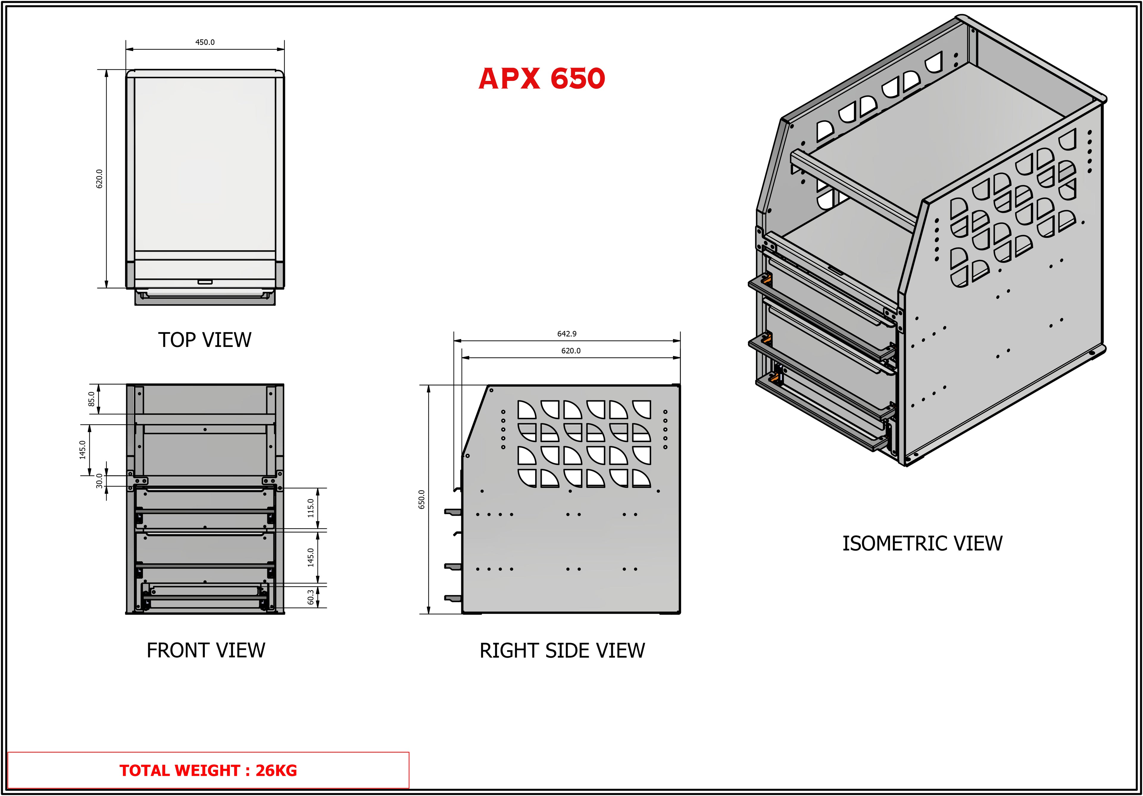 APX 4 Tier Bench, Drawer & Shelving Unit