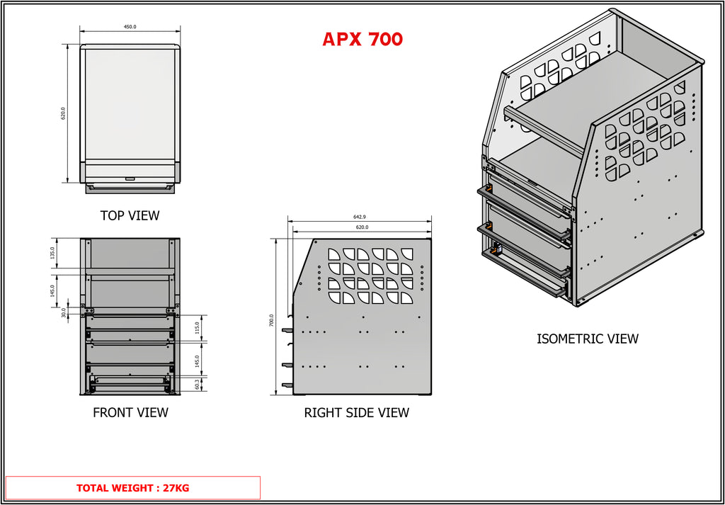 APX 4 Tier Bench, Drawer & Shelving Unit