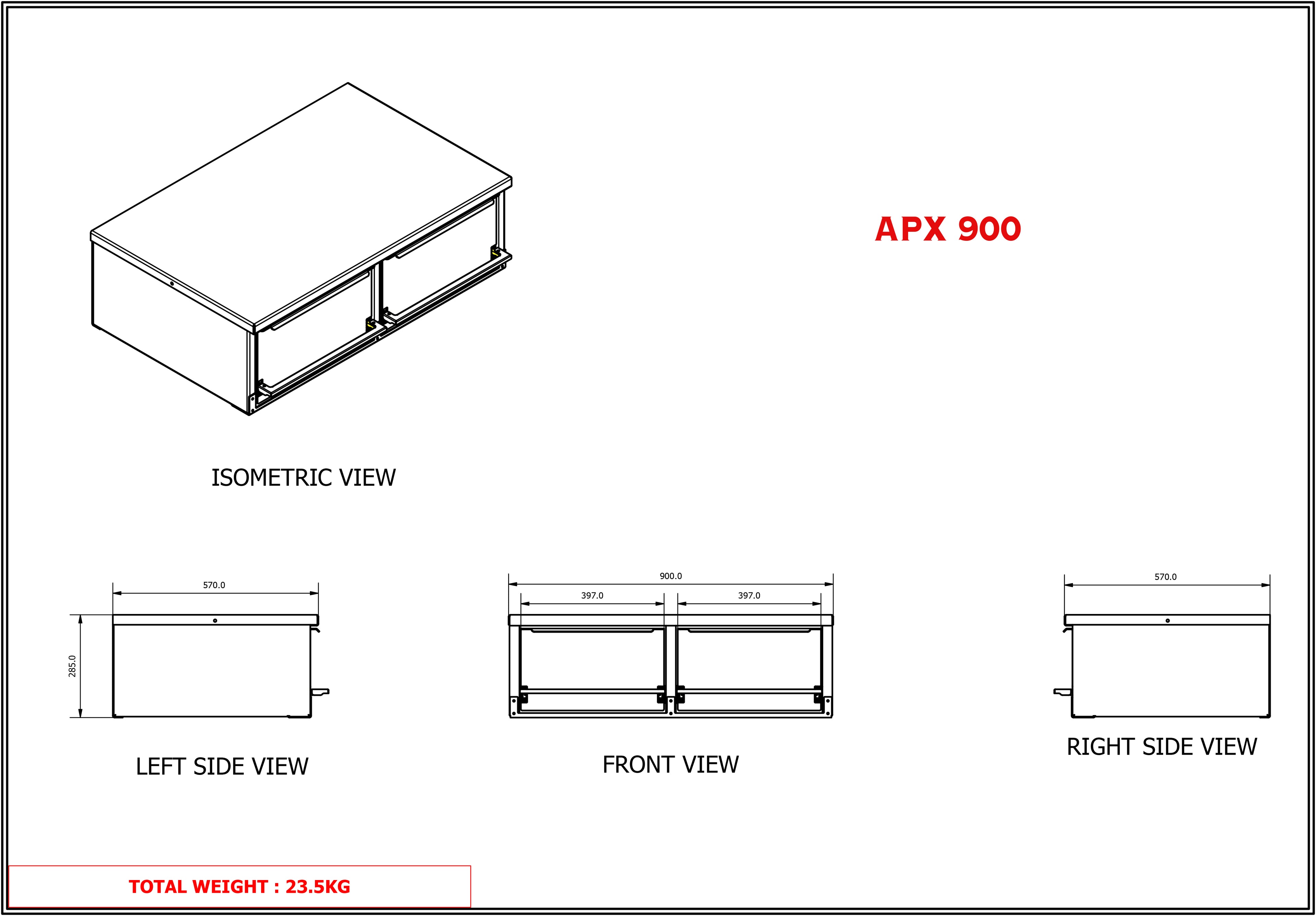 APX Twin Side by Side Canopy Internal Drawer Unit